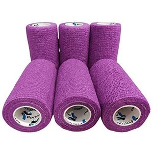 PintoMed - Samenhangend verband - 6 x PAARS - 6 rollen x 10 cm x 4,5 m zelfklevend flexibel verband, eerste hulp, verwondingen