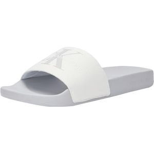 Calvin Klein Jeans Monogram strandslippers voor dames, Witte Heldere Witte Oesterzwam, 37 EU