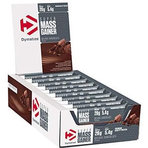 Dymatize Super Mass Gainer Bar Chocolate 10x90g - Weight-Gainer reep met hoog proteÃ¯negehalte + wei en caseÃ¯neproteÃ¯ne