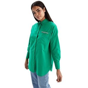 DeFacto Lange overhemden met lange mouwen tuniekhemden (groen, L), groen, L