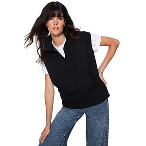Trendyol Regular sweatshirts voor dames met rechte nulmouwen, zwart, XL