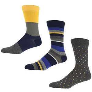 Ben Sherman Heren Trew sokken in olijf/grijs/blauwe viscose van bamboe, slim en comfortabel voor dagelijkse maat 7_11 - multipack van 3, Olijf/Grijs/Blauw, One Size