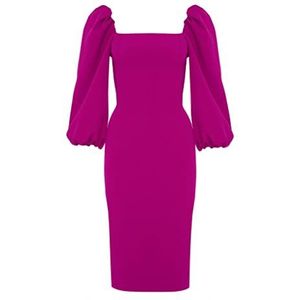 Swing Fashion Potloodjurk, damesjurk, etui-jurk, feestelijke jurk, avondjurk, feestjurk, cocktailjurk, sexy jurk, getailleerde jurk, nauwe jurk, fuchsia, 38 (M), fuchsia, M