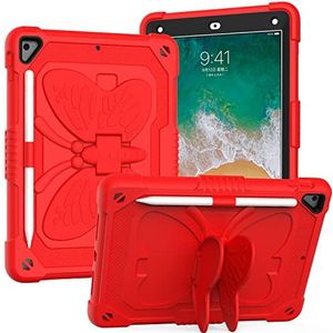 Beschermhoes voor iPad Pro 9,7 inch (24,6 cm), met afneembare en verstelbare schouderriem, beschermhoes met harde PC + zachte siliconen, rood