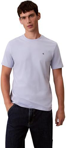 Calvin Klein Heren SS Classic Monogram TEE LV04RD254G Tees, Paars (Casual Blauw), XS, Paars (Casual Blauw), XS