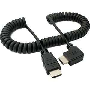 SYSTEM-S HDMI 1.4 Kabel 2 m Standaard Plug naar Plug Spiraal Hoek Adapter in Zwart