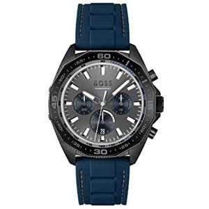 BOSS Chronograaf Quartz Horloge voor Mannen met Blauwe Siliconen Armband - 1513972, Blauw en zwart, riem