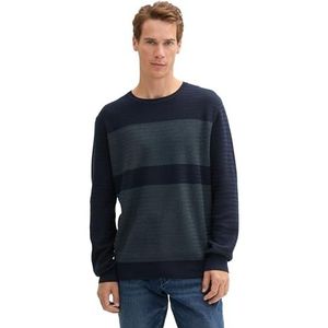 TOM TAILOR heren trui, 36951 - Navy Twotone Colorblock, XXL