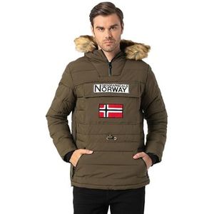 Geographical Norway Coconut Heren Parka Lang Warm Herfst Winter - Waterdichte jas Waterafstotend - Jas met capuchon Bont Outdoor - Winddichte jas - Heren (Kaki XL), Kaki, XL