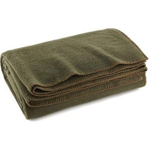 Olijfgroene warme wol brandwerende deken, 167,6 x 228,6 cm (80% wol) -US Militaire