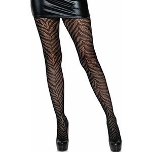 Leg Avenue Zebra net tights, One Size (Zwart)
