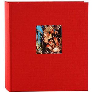 goldbuch 27984 Fotoalbum met raamuitsparing, Bella Vista, herinneringsalbum 30 x 31 cm, fotoalbum 60 zwarte pagina's met pergamijnscheidingsbladen, fotoboek van linnen, rood
