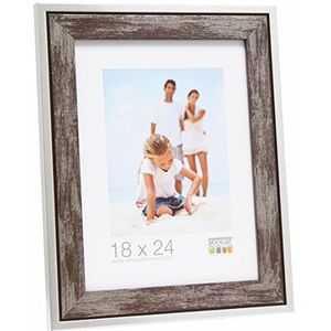 Deknudt Frames Fotolijst, hout, bruin met zilverkleurig net, 20x30