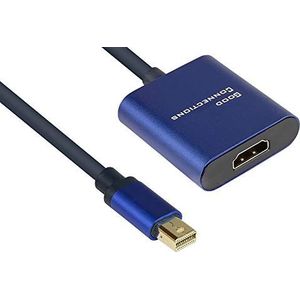 Good Connections® SmartFLEX Mini DisplayPort 1.4 naar HDMI 2.0 Adapter - 4K UHD @60Hz RGB / 4:4:4 - KOPERLEIDER, aluminium behuizing - HOOGFLEXIBEL - donkerblauw - 0,2 m / 20 cm
