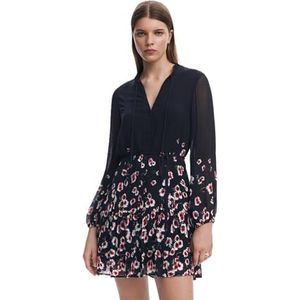 Jurk - Bloemenprint - V-hals - Lange Mouwen - Ingebouwde Riem