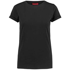HUGO Dames The Plain Tee T-shirt van katoen-jersey met logo-print, zwart 1, L