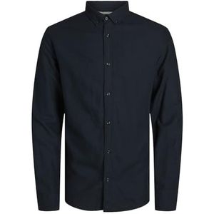 JACK & JONES Heren Jprccmaze Linen Shirt L/S Button Down Shirt met lange mouwen, Night Sky/Fit: Comfort Fit, S