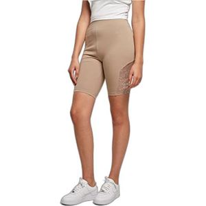 Urban Classics Dames Dames Dames High Waist Lace Inset Cycle Yoga Shorts Soft Taupe, L