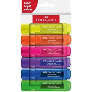 Faber-Castell 254646 markeerstiften 46, neonkleuren, met duurzame wigpunt, lijnbreedte 1 tot 5 mm, navulbaar