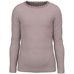 NAME IT Nmfkab Ls Top Noos T-shirt voor meisjes, Deauville Mauve/Detail: melange, 98 cm