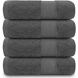 GC GAVENO CAVAILIA Handdoeken voor badkamer - 700 g/m² handdoeken set van 4 - Egyptische katoenen handdoeken - hotelkwaliteit handdoeken - machinewasbaar - houtskool - 50 x 85 cm