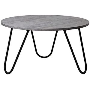 DRW Ronde salontafel van hout en metaal, in zwart en wit, gewassen 80 x 44 cm