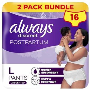 Always Discrete postpartum en incontinentiebroek voor volwassenen, maat L, 8 x 2 stuks