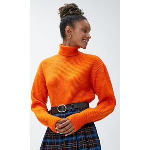 Koton Dames crop turtleneck acryl sweater, oranje (200), M