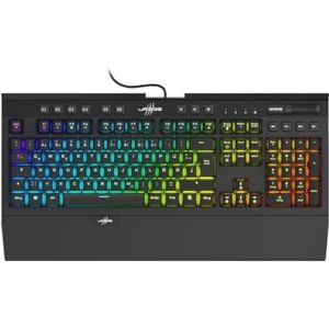 uRage Gaming toetsenbord ""Exodus 900 Mechanical"" QWERTZ (Gamer Keyboard, mechanisch, tactiele switches bruin, geruisloos, DE lay-out, anti-ghosting, RGB verlichte toetsen, polssteun, kabel) zwart