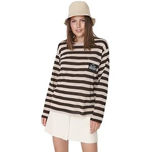 Trendyol Dames Regular Basic Crew Neck Gebreide Blouse, Beige, L