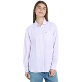 Tommy Jeans Dames TJW Boxy Stripe linnen overhemd, lavendelbloem/streep, L, Lavendel Bloem/Streep, L