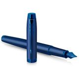 Parker IM Monochrome vulpen | blauwe inkt | blauwe afwerking en details | fijne punt | geschenkverpakking