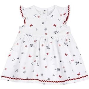 Chicco, Babyjurk voor pasgeborenen, korte mouwen, met schattige patronen, ontworpen in Italië, voor pasgeborenen van 0 tot 24 maanden, cadeau-idee voor geboorte, wit (2), 9 Maanden