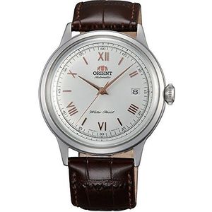 Orient Heren analoog automatisch horloge met leren armband FAC00008W0, zilver-bruin-roségoud, Band