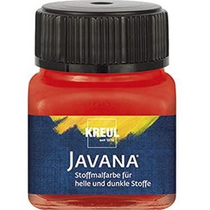 Kreul 90963 - Javana stofverf voor lichte en donkere stoffen, 20 ml glas rood, briljante kleur op waterbasis, pastoser karakter, voor stempelen en sjabloneren, na fixatie wasbestendig