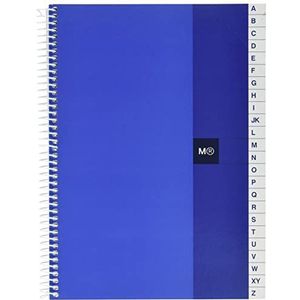 Miquelrius - Indexboek, 100 vellen van 70 g/m², geruit, 5 mm, alfabetische index, gelamineerde kartonnen omslag, blauw, afmetingen 152 x 210 mm