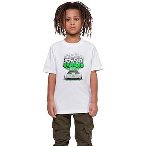 Mister Tee T-shirt voor kinderen, Faster Than Your Average Tee, print T-shirt voor jongens, katoen, wit, 134
