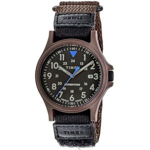 Timex Mannen Analoog Horloge Met Een Stoffen Band Expeditie Acadia, Bruin, riem