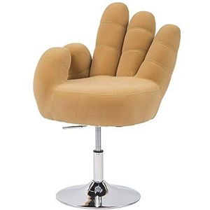 Cribel - stoel in handvorm, met verchroomd metaal, micro-zijde, beige