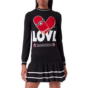 Love Moschino Dames Lange Gesleeved Blended Wool Dress, Zwart, 40