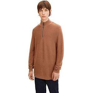 TOM TAILOR Denim Uomini Troyer gebreide trui 1033629, 15037 - Light Wood Brown, L