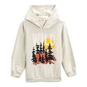 Koton Jongens bedrukte hoodie sweatshirt, Beige (050), 6-7 Jaar