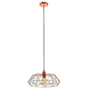 EGLO Carlton 2 Hanglamp, 1-lichts vintage hanglamp, retro hanglamp van staal, kleur: koper, fitting: E27