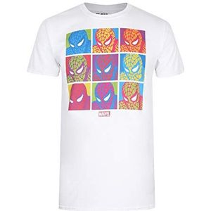 Marvel Heren Pop Art Spidey-Mens Sml T-shirt, White (White Wht), (Grootte fabrikant: Small)