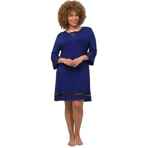 Ulla Popken Dameskleding Plus Size Curvy Lace-Up Stretch Gebreide Tuniek Jurk Cover Up 795476, Blauw Violet, 16-18