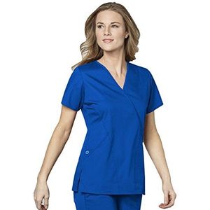 WonderWink 102XROYA4XL WonderWORK Dames Mock Wrap Top, Royal, Extended-4XL Maat