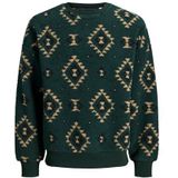 JACK & JONES - Sweatshirt - Donkergeel Groen - Wijde Pasvorm - Lange Mouw