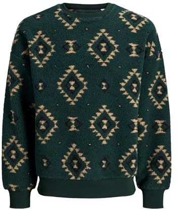 JACK & JONES - Sweatshirt - Donkergeel Groen - Wijde Pasvorm - Lange Mouw
