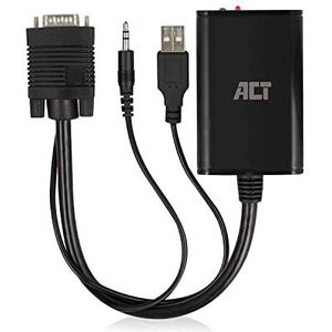 ACT VGA naar HDMI Kabeladapter met Audio, 1080P VGA Ingang naar HDMI Uitgang (Male naar Female), Analoog naar Digitale Video en Audio - AC7545