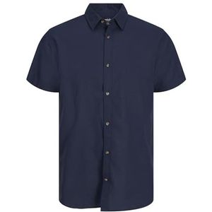 Jjesummer Linen Shirt Ss Sn, navy blazer, XL